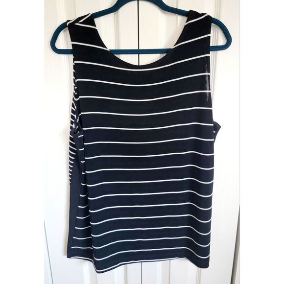 Chico's Travelers 3 Camisole Tank Top Reversible B/W Stripes Slinky No Iron - Picture 1 of 3